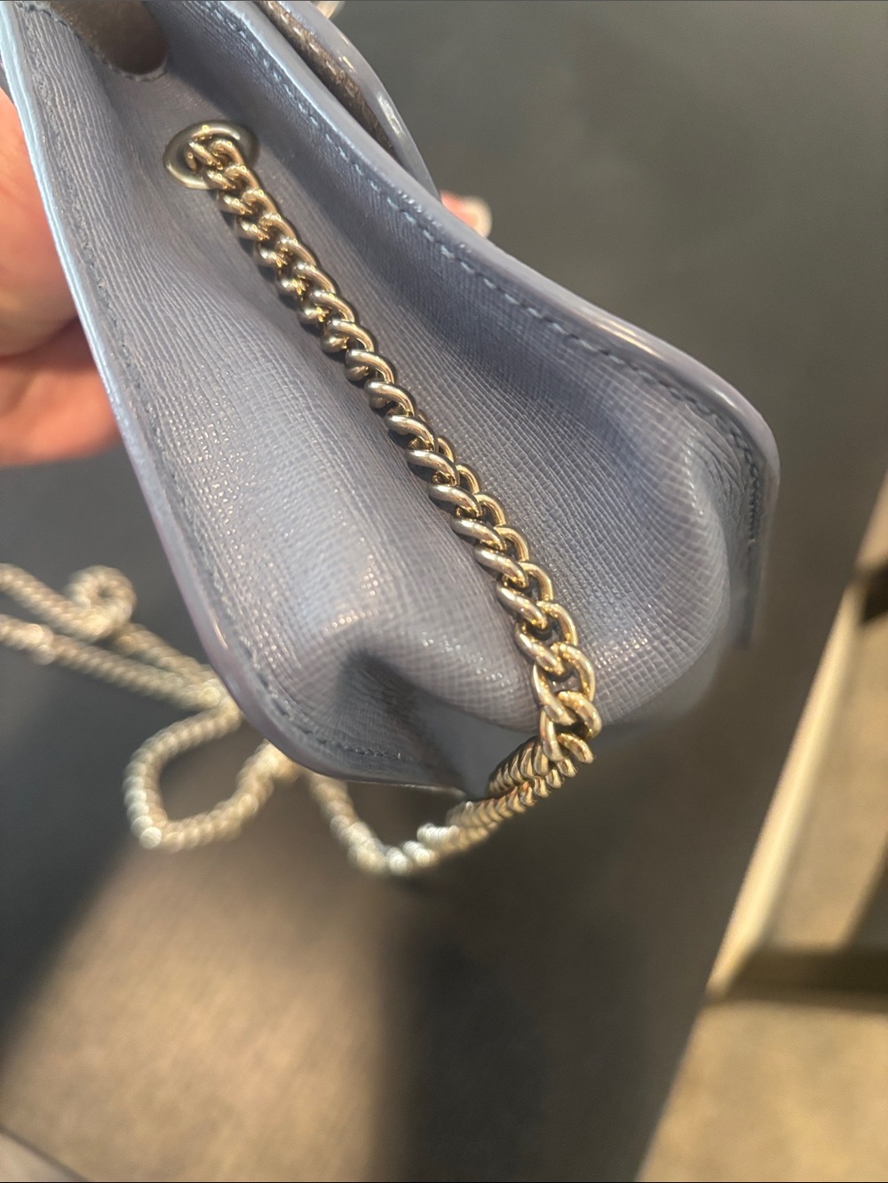Furla Saffiano Leather Crossbody in Light Gray with Gold Plate - Picture 7 of 14
